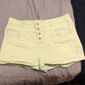 High waisted button up shorts